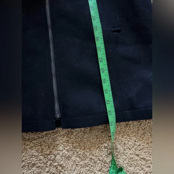 RACHEL Rachel Roy Black Wool Blend Trench Coat with Fur Trim - Picture 11 of 11